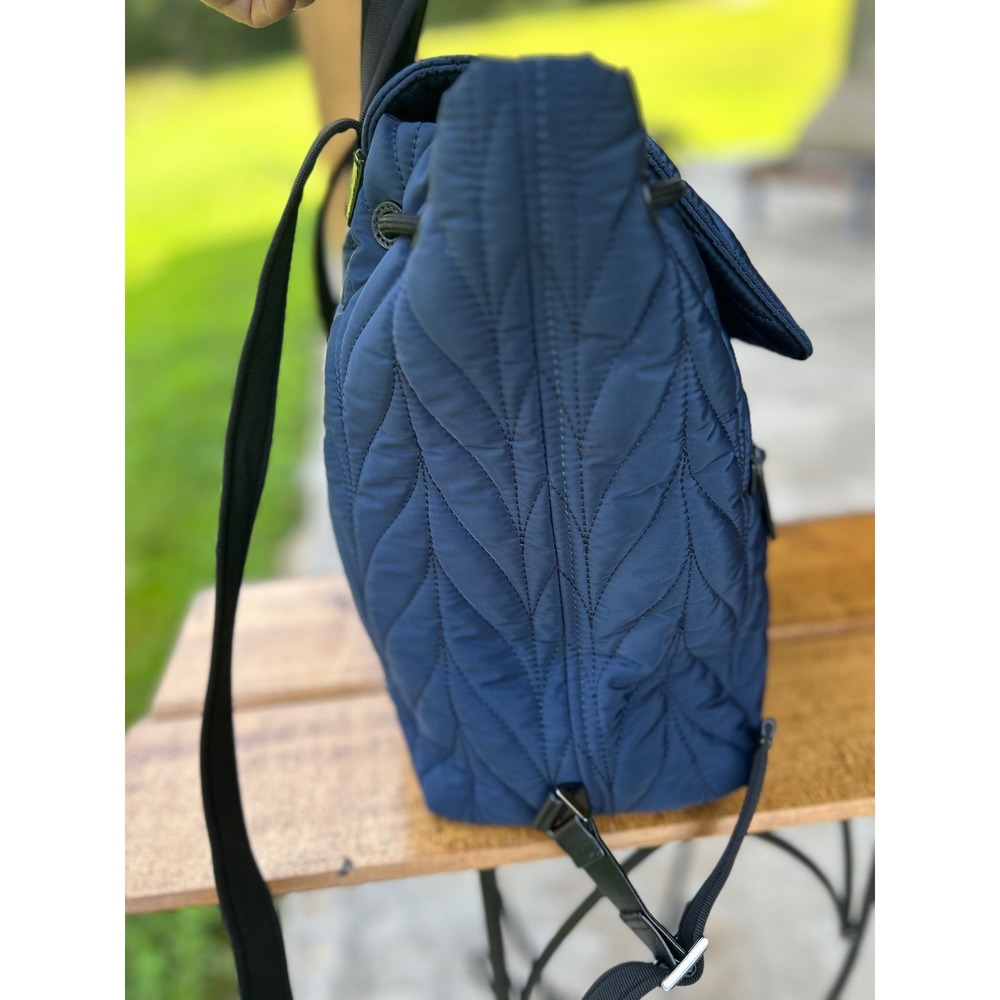 Kate Spade Ellie Flap Backpack Navy Quilted Lightweight‎ Nylon Travel Laptop Bag - Picture 5 of 14